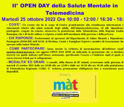 Open Day della Salute Mentale in Telemedicina foto 