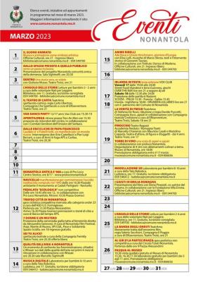 Calendario iniziative a Nonantola, Marzo 2023 foto 