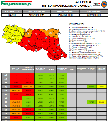 Aggiornamento Allerta Meteo del 17 maggio 2023 ore 08.30 foto 