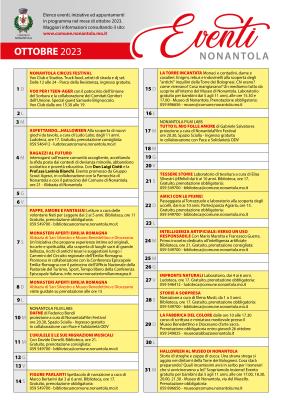 Calendario iniziative a Nonantola, Ottobre 2023 foto 