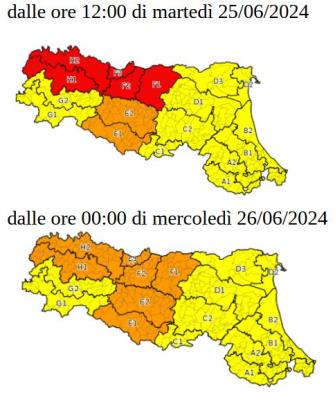Allerta rossa per criticità idraulica e gialla per temporali - Emissione 25/06/2024 ore 13 foto 