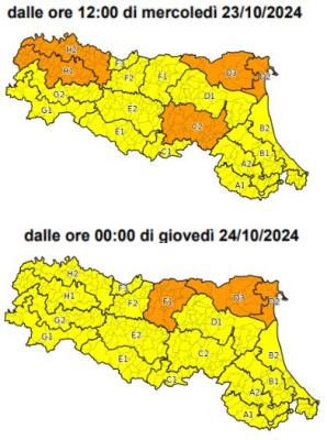 Allerta arancione per criticità idraulica e gialla per temporali - Emissione 23/10/2024 foto 