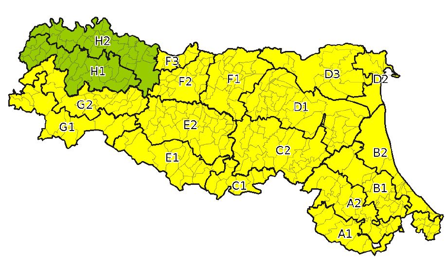 Allerta gialla per criticita' per temporali - Emissione 22/08/2021