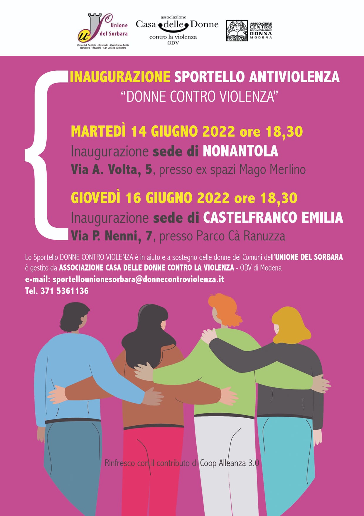 Donne contro la violenza, lo Sportello di Nonantola