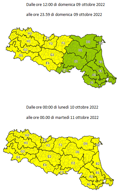 Allerta gialla per criticita' temporali - Emissione 09/10/2022