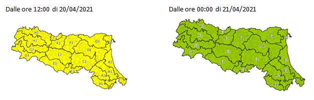 Allerta gialla per criticita' per temporali – Emissione 20/04/2021