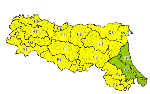 Allerta gialla per criticita' per temporali - Emissione 12/05/2021